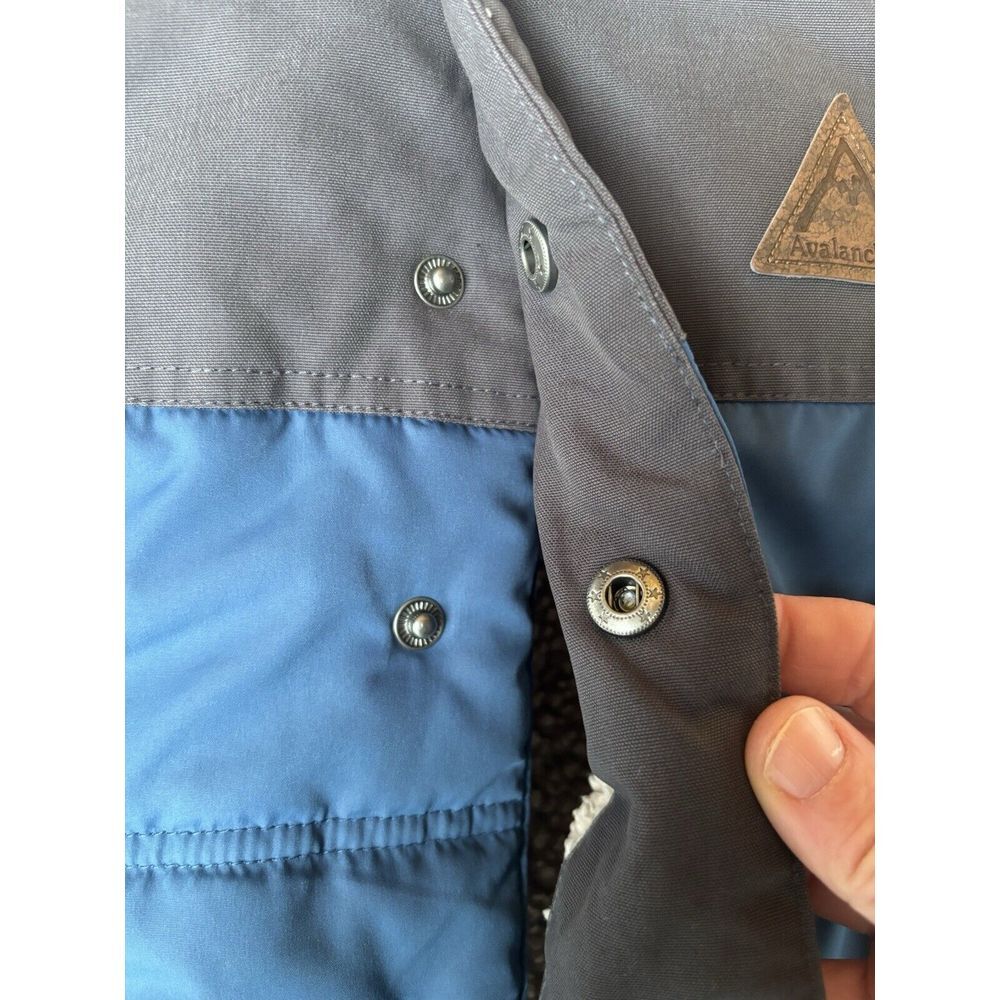 Men's Large L Avalanche Moss Canvas Vest Jacket Sherpa Lined Blue / Gray - Picture 4 of 8